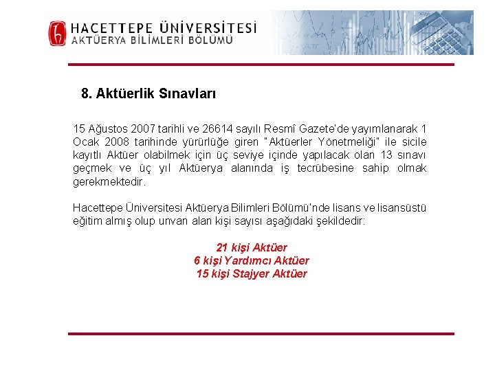 H. Ü. FEN FAKÜLTESİ Aktüerya Bilimleri Bölümü 8. Aktüerlik Sınavları 15 Ağustos 2007 tarihli