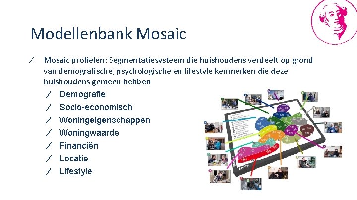 Modellenbank Mosaic ∕ Mosaic profielen: Segmentatiesysteem die huishoudens verdeelt op grond van demografische, psychologische