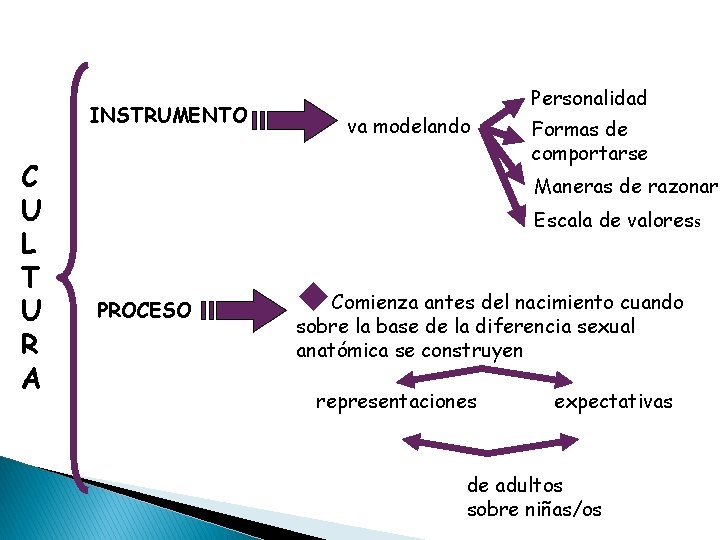 INSTRUMENTO C U L T U R A Personalidad va modelando Formas de comportarse