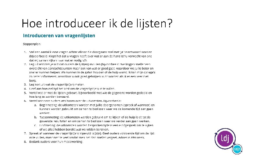 Hoe introduceer ik de lijsten? 