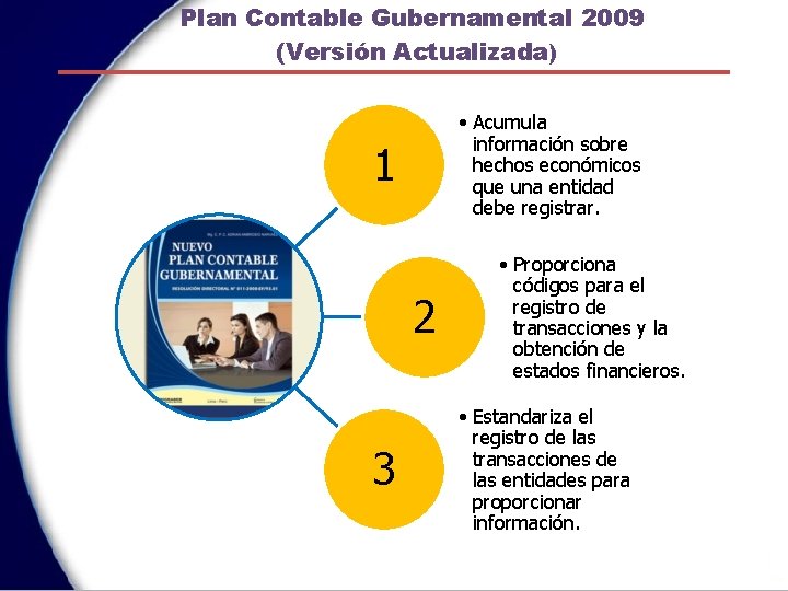 Plan Contable Gubernamental 2009 (Versión Actualizada) • Acumula información sobre hechos económicos que una