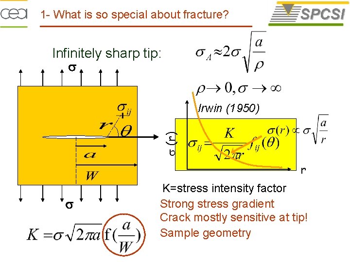 1 - What is so special about fracture? Infinitely sharp tip: s s (r)