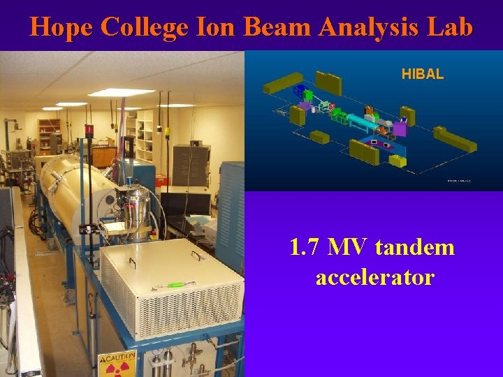 Hope College Ion Beam Analysis Lab HIBAL 1. 7 MV tandem accelerator 