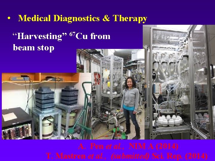  • Medical Diagnostics & Therapy “Harvesting” 67 Cu from beam stop A. Pen