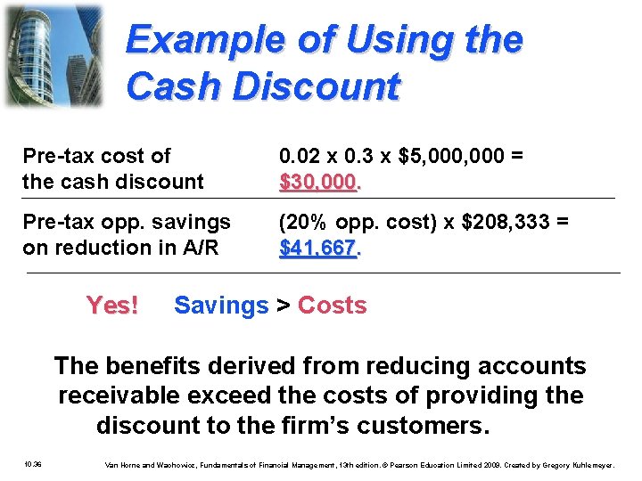 Example of Using the Cash Discount Pre-tax cost of the cash discount 0. 02
