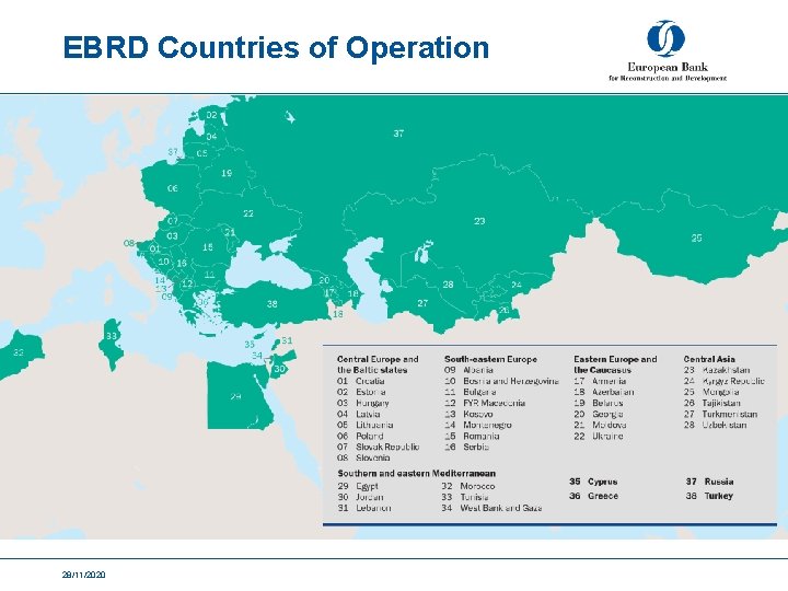 EBRD Countries of Operation 28/11/2020 