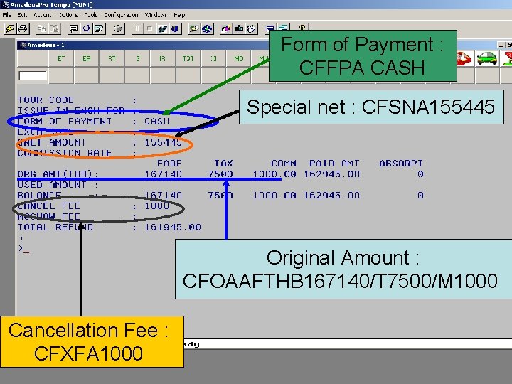 Form of Payment : CFFPA CASH Special net : CFSNA 155445 Original Amount :