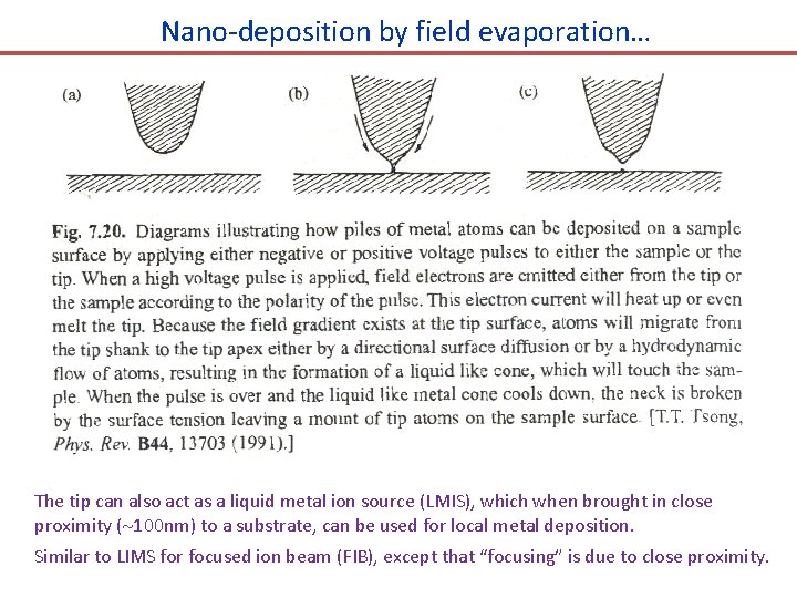 Nano-deposition by field evaporation… The tip can also act as a liquid metal ion