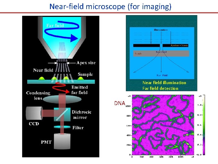 Near-field microscope (for imaging) Near field illumination Far field detection DNA 