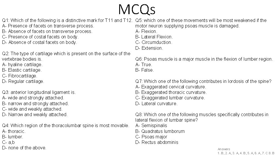 MCQs Q 1: Which of the following is a distinctive mark for T 11 MCQs Q 1: Which of the following is a distinctive mark for T 11