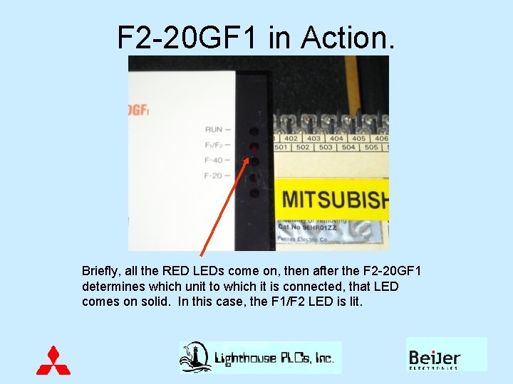 F 2 -20 GF 1 in Action. Briefly, all the RED LEDs come on,