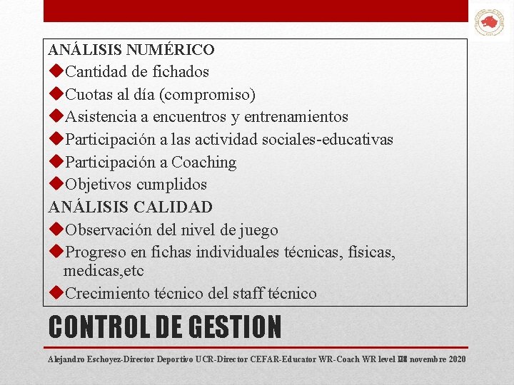 ANÁLISIS NUMÉRICO u. Cantidad de fichados u. Cuotas al día (compromiso) u. Asistencia a