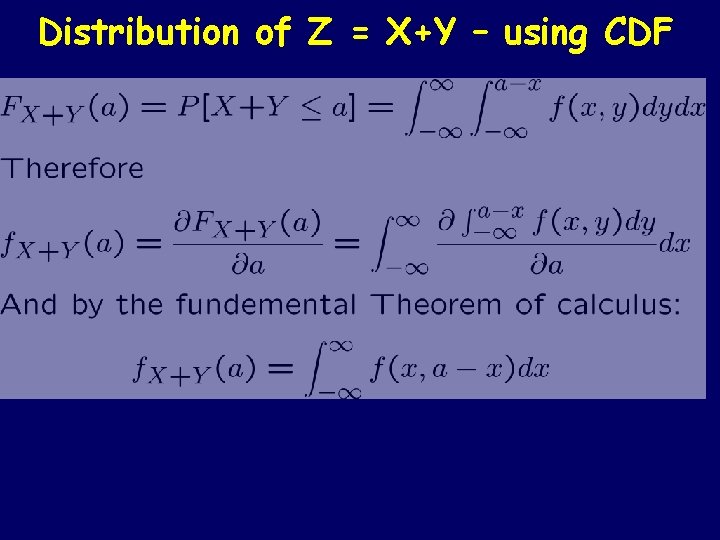 Distribution of Z = X+Y – using CDF 