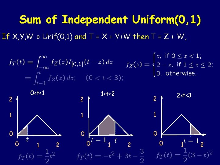 Sum of Independent Uniform(0, 1) If X, Y, W » Unif(0, 1) and T