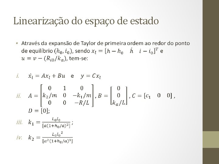 Linearização do espaço de estado • 