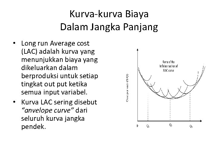 Kurva-kurva Biaya Dalam Jangka Panjang • Long run Average cost (LAC) adalah kurva yang