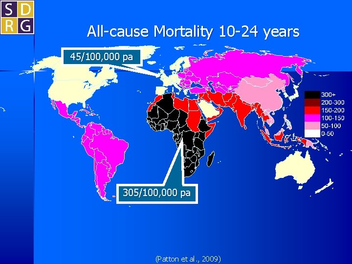 All-cause Mortality 10 -24 years 45/100, 000 pa 305/100, 000 pa (Patton et al.