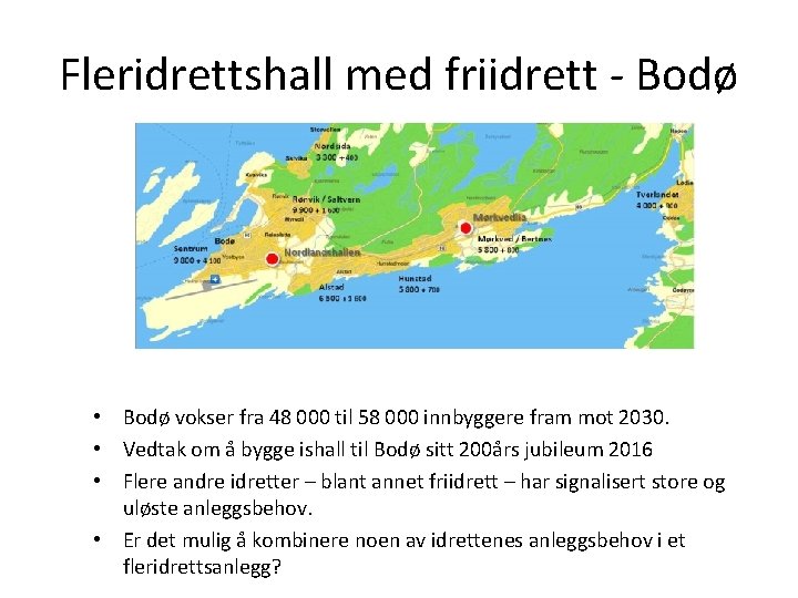 Fleridrettshall med friidrett - Bodø • Bodø vokser fra 48 000 til 58 000