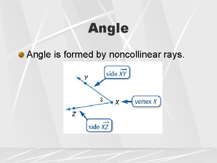 Angle is formed by noncollinear rays. 