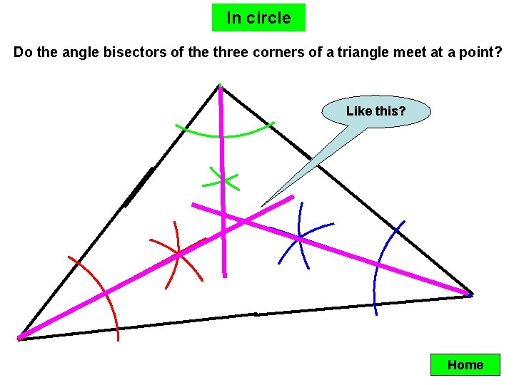 In circle Do the angle bisectors of the three corners of a triangle meet