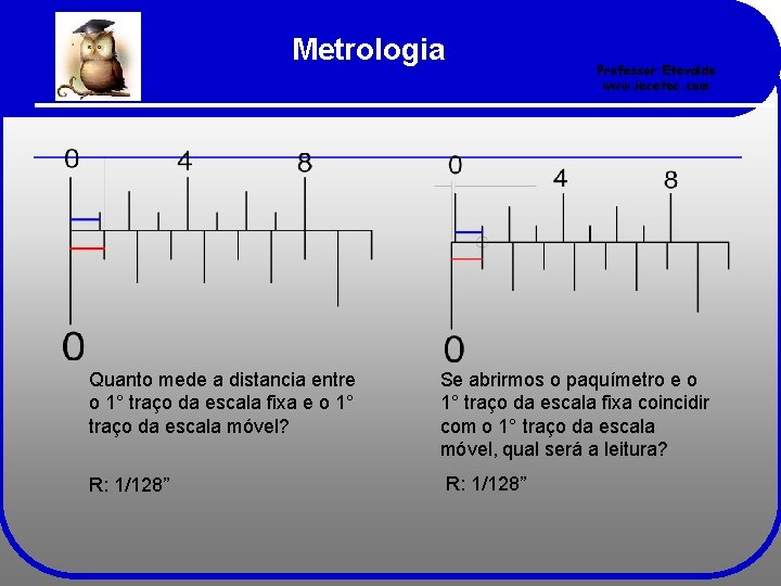 Metrologia Quanto mede a distancia entre o 1° traço da escala fixa e o