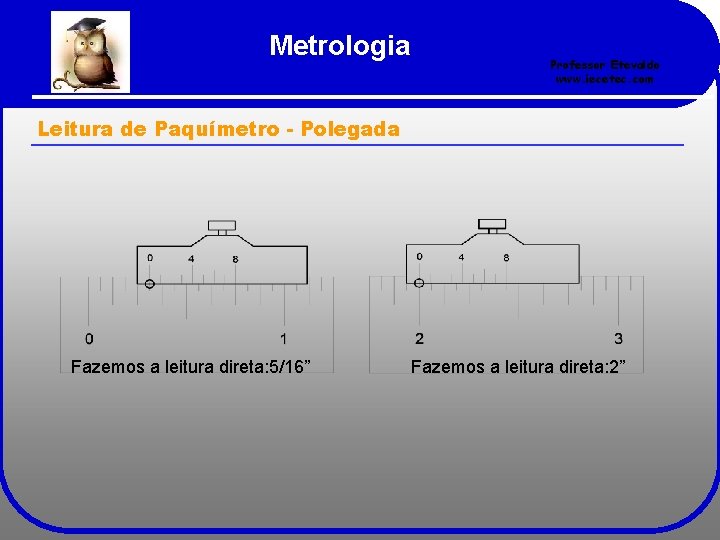 Metrologia Professor Etevaldo www. iecetec. com Leitura de Paquímetro - Polegada Fazemos a leitura