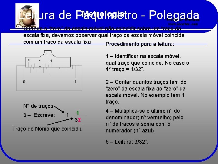 Metrologia Leitura de Paquímetro - Polegada Professor Etevaldo www. iecetec. com Quando o “zero”