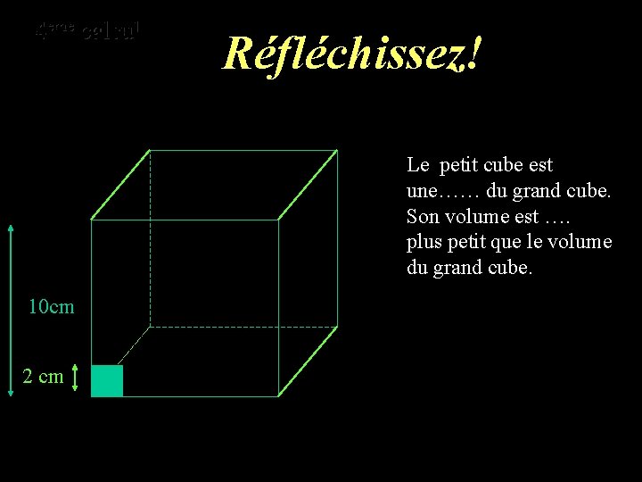 eme calcul eme 4 4 calcul Réfléchissez! Le petit cube est une…… du grand