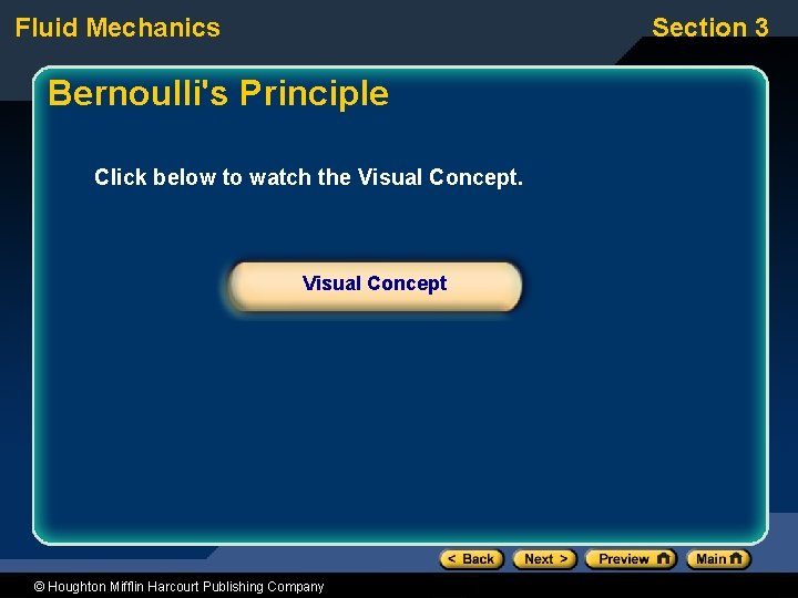 Fluid Mechanics Section 3 Bernoulli's Principle Click below to watch the Visual Concept ©
