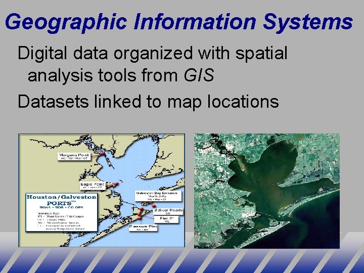Geographic Information Systems Digital data organized with spatial analysis tools from GIS Datasets linked