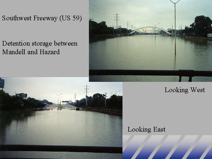 Southwest Freeway (US 59) Detention storage between Mandell and Hazard Looking West Looking East