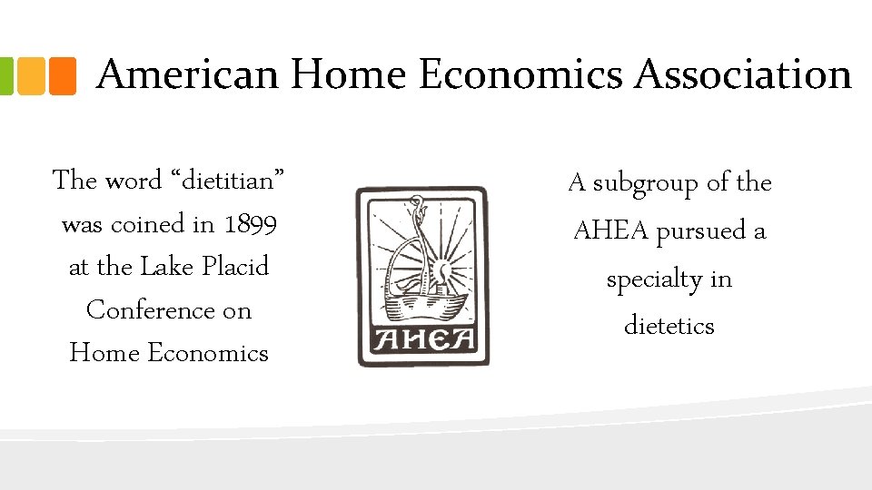 American Home Economics Association The word “dietitian” was coined in 1899 at the Lake