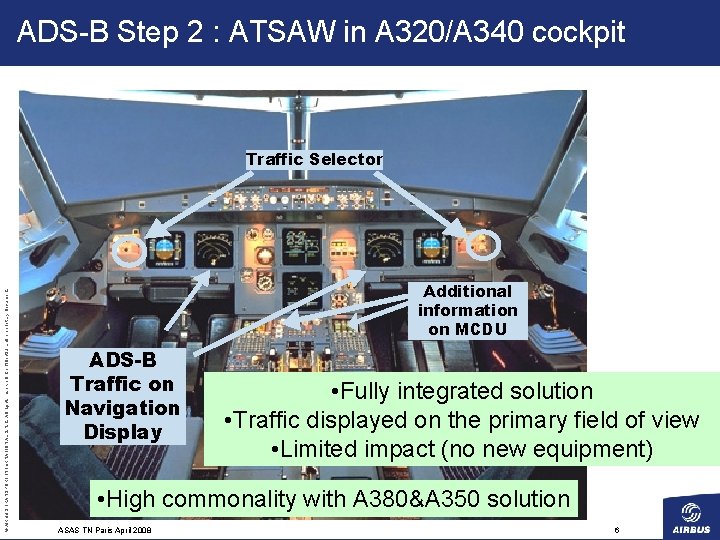 ADS-B Step 2 : ATSAW in A 320/A 340 cockpit © AIRBUS TRANSPORT INTERNATIONAL