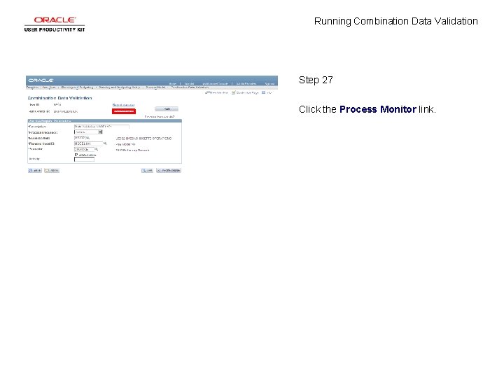 Running Combination Data Validation Step 27 Click the Process Monitor link. 