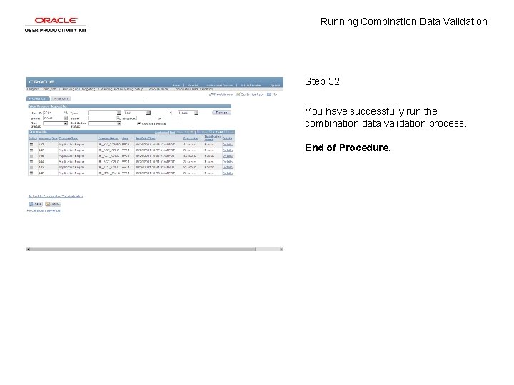 Running Combination Data Validation Step 32 You have successfully run the combination data validation