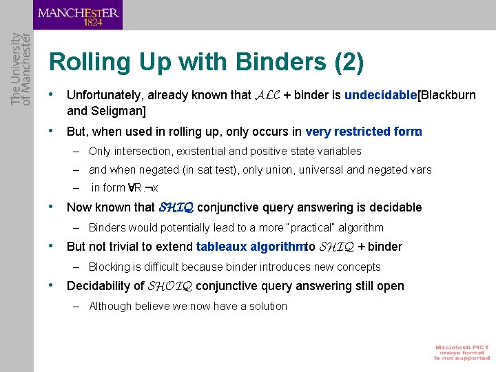 Rolling Up with Binders (2) • Unfortunately, already known that ALC + binder is