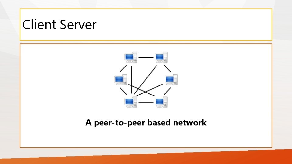 Client Server A peer-to-peer based network 