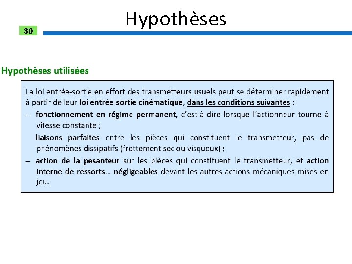 30 Hypothèses 