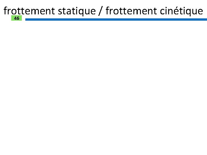 frottement statique / frottement cinétique 46 