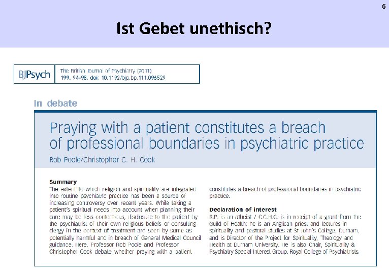 6 Ist Gebet unethisch? 