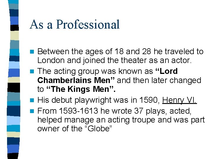 As a Professional Between the ages of 18 and 28 he traveled to London