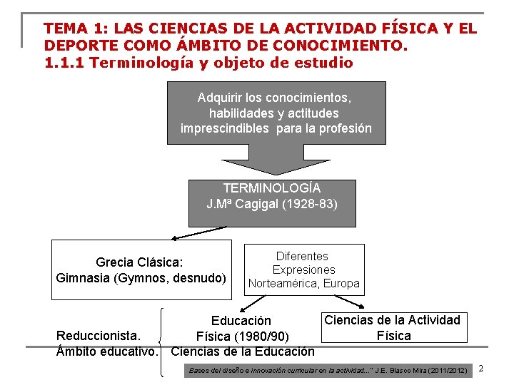 TEMA 1: LAS CIENCIAS DE LA ACTIVIDAD FÍSICA Y EL DEPORTE COMO ÁMBITO DE