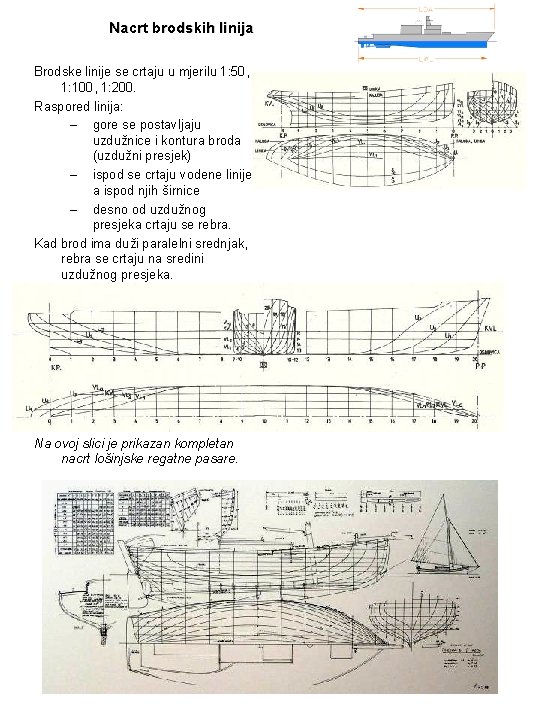 Nacrt brodskih linija Brodske linije se crtaju u mjerilu 1: 50, 1: 100, 1: