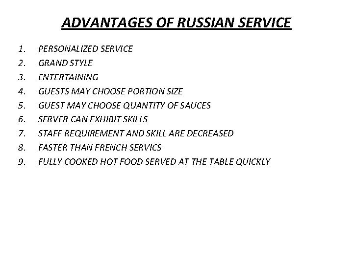 ADVANTAGES OF RUSSIAN SERVICE 1. 2. 3. 4. 5. 6. 7. 8. 9. PERSONALIZED ADVANTAGES OF RUSSIAN SERVICE 1. 2. 3. 4. 5. 6. 7. 8. 9. PERSONALIZED