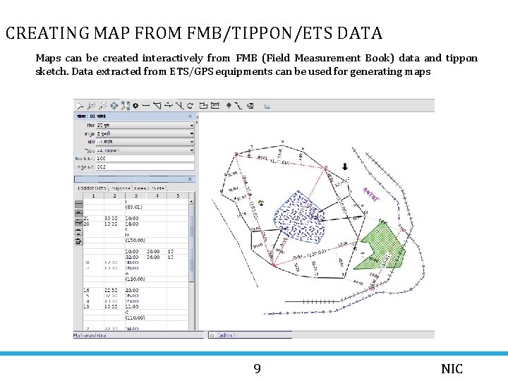 CREATING MAP FROM FMB/TIPPON/ETS DATA Maps can be created interactively from FMB (Field Measurement