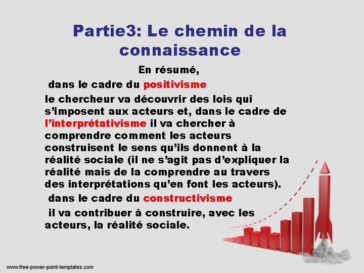 Partie 3: Le chemin de la connaissance En résumé, dans le cadre du positivisme