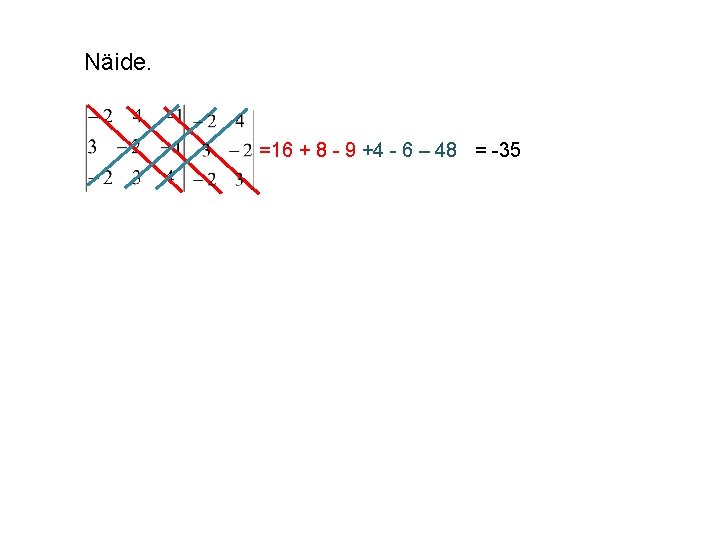 Näide. =16 + 8 - 9 +4 - 6 – 48 = -35 