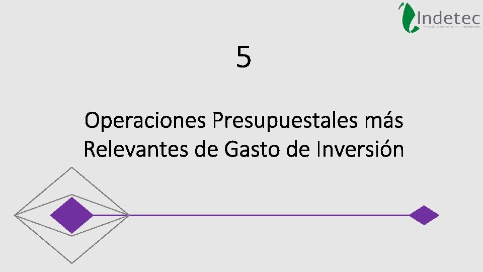 5 Operaciones Presupuestales más Relevantes de Gasto de Inversión 