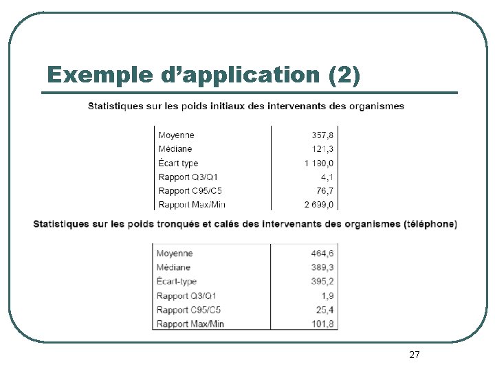 Exemple d’application (2) 27 