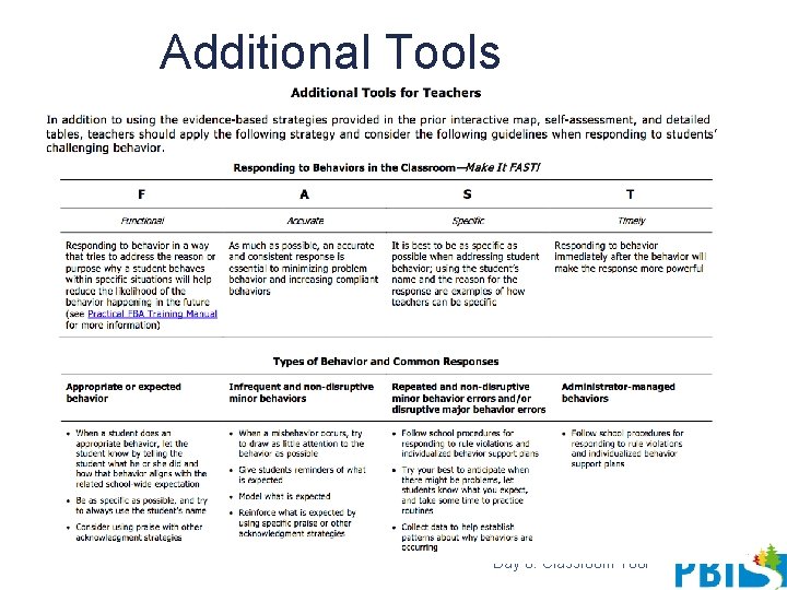 Additional Tools Day 6: Classroom Tool 